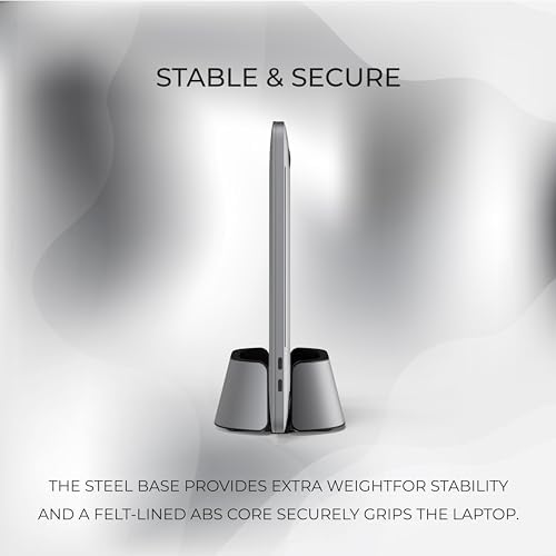 HumanCentric Vertical Laptop Stand in Space Grey Aluminum, Upright Adjustable Holder and Dock, Laptop Vertical Stand Fits MacBook Pro and Other Laptops .5" to 1.5", Clamshell Compatible - Image 6
