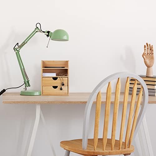 Relaxdays Desk Organiser, 2 Drawers & Shelves, Office Utensils, Bamboo Drawer Box, HBT 24 x 19 x 13 cm, Natural - Image 2