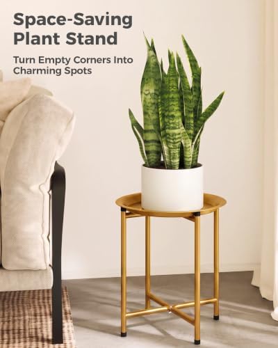 Bamworld Plant Stand Indoor Tall Plant Table Outdoor Plant Stool Black Gold - Image 6