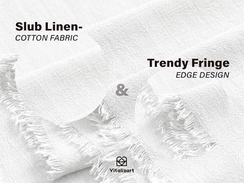 Vitalizart White Table Runner 14" x 120" Long Slub Texture Cotton Linen - Image 4