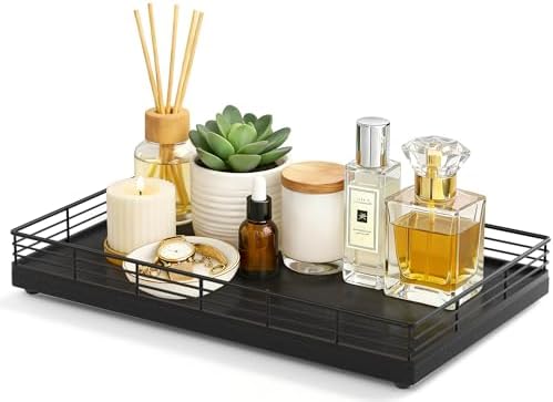 Bathroom Vanity Tray, 13" x 8" Oak Decorative Wooden Tray for Countertop by Focusonit