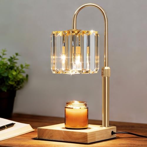 Yuichoy Candle Warmer Lamp with Timer, Dimmable Electric Candle Wamer Adjustable Height, Glass Modern Candles Melter Lamp, Gifts for Women Mom, Clear by Yuichoy