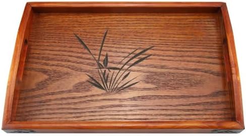 14.17x9.06 Inch Wood Serving Tray Multipurpose Desk Organizer Easy Clean Wooden Tray Rustic Handle for Coffee, Tea, and Snacks - Image 7