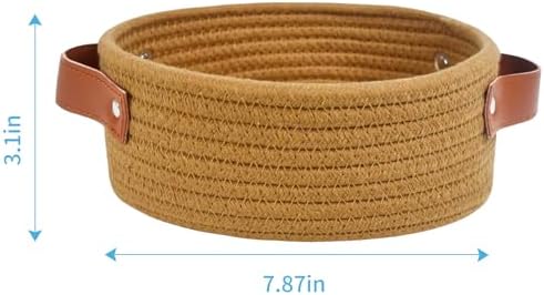 ABenkle Small Storage Basket, Mini Cotton Rope Storage Bin, Cute Tiny Shelf Baskets, Boho Decorative Toy Organizer for Nursery, Spa, Empty Gift Basket - XS, Brown - Image 2