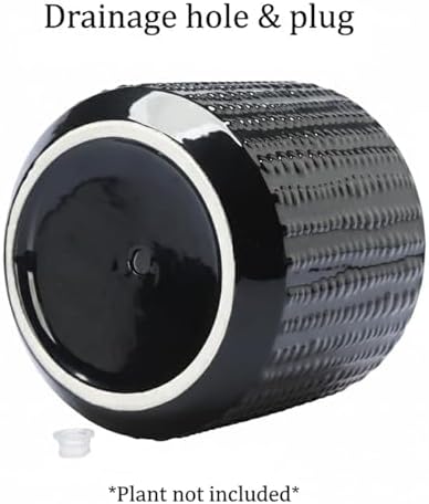 Ceramic Planter Pot with Drainage Hole, 5 Inch Dia, Indoor and Outdoor, Home Patio Garden, Plants&Flowers, Textured Round (Black) - Image 6