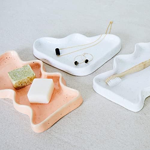 5mm Ceramic Decorative Catch All Dish and Tray, Speckled White, 7.6 x 6 inches, for Rings, Jewelry, Keys, Toiletries, Makeup, Gifts, Snack Dish and More - Image 3