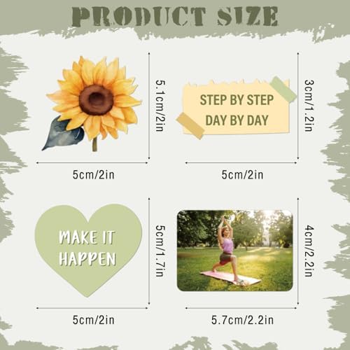 Green Vision Board Stickers - 50 Pcs Travel Planner Waterproof Supplies Kit for Adults Women Girls Forest Tree Inspirational Aesthetic Mental Health Decals for Kindle Book Scrapbooking Journal - Image 5