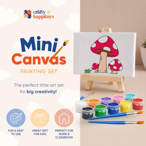 Mini Canvas & Easel Painting Kit Set of 6 - 4x6 Kids Gift & Paint Night - Image 2
