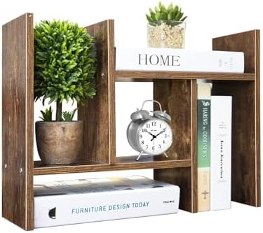 BROWN-BROWN Adjustable Wood Desk Shelf Organizer Office Home Multipurpose Desktop Shelf, Display Shelf Rack Top Mini Bookcase, Free Style Display Desktop Organization by BROWN-BROWN