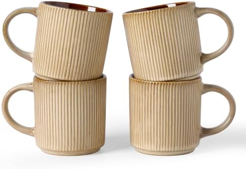 famiware Coffee Mug Set of 4, Star 12 oz Ceramic Mugs Cups Set with Handle by Famiware