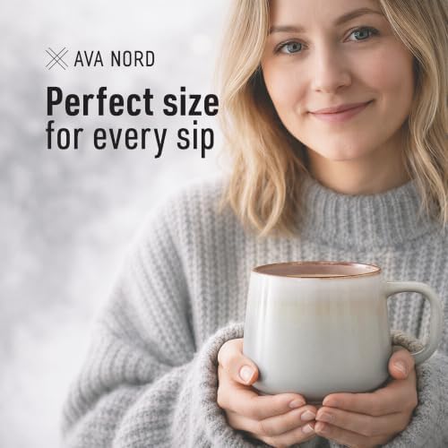 Ava Nord Large Stoneware Ceramic Coffee Mugs Set of 2 | 20 oz | Sage Ash - Image 4