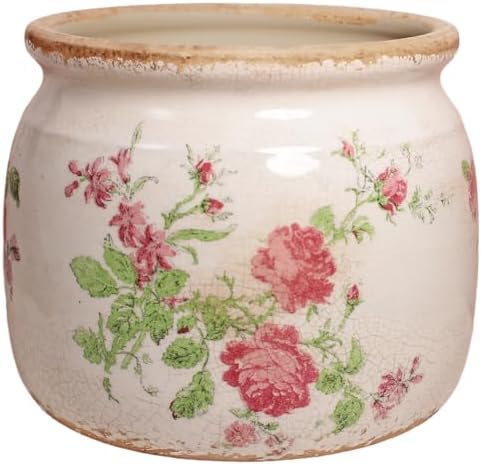 Decorative Pink Vintage Floral Pots, Ceramic Garden Pots with Drainage by XiaanJiaju