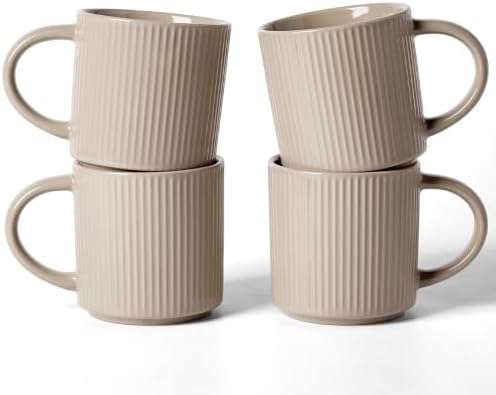 famiware Coffee Mug Set of 4, Star 12 oz Ceramic Mugs Cups Set with Handle by Famiware