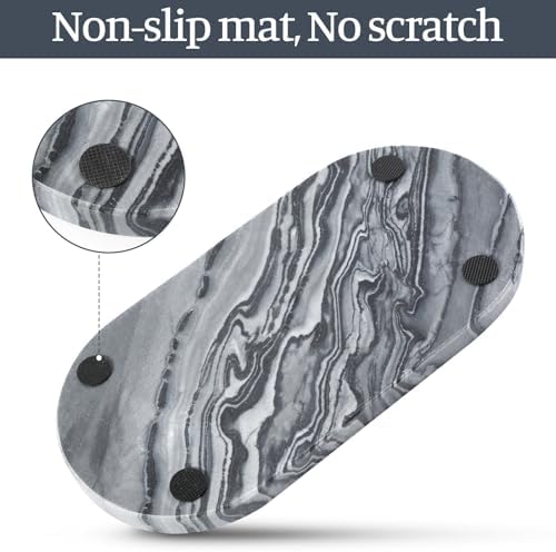 Koville Natural Marble Tray, 12"x6" Decorative Tray for Countertop, Catchall for Perfume, Candles, Jewelry Dish Elephant Grey - Image 3