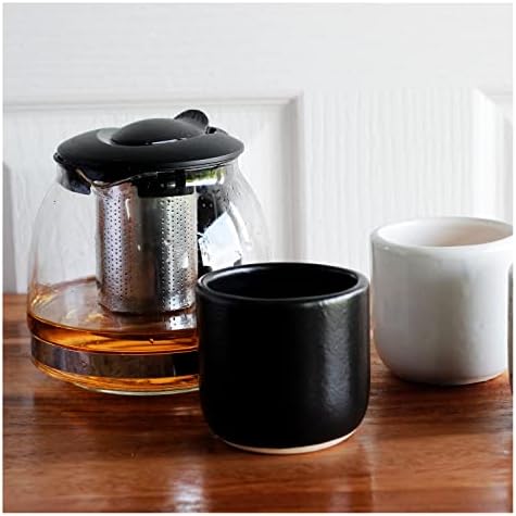 roro 8 oz Matte Black Ceramic Tea Cups, Set of 2 – Handmade Stoneware Coffee & Espresso Cups, Lead-Free, Dishwasher Safe - Image 5