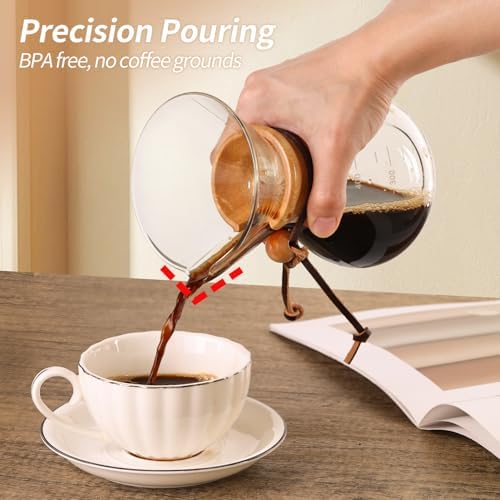 Pour Over Coffee Maker 14 OZ, 4 Cup Borosilicate Glass Drip Coffee Maker with Reusable Stainless Steel Filter and Cork Grip for Home Café 400 ML - Image 3