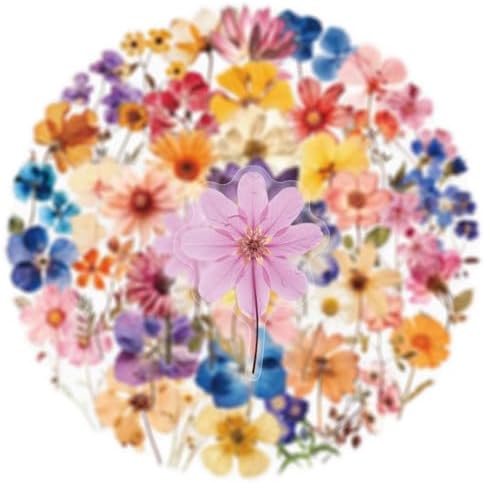 50PCS Transparent Flora Scrapbook Stickers, Vintage Aesthetic Flowers Sticker for Scrapbooks Travel Journal, Vinyl Waterproof for Water Bottles Laptop Phone Scrapbook Supplies DIY Crafts, (Flower-C) - Image 3