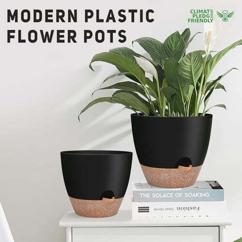 YNNICO 12" 10" 9" Large Self Watering Plant Pots for Indoor Outdoor Plants - Image 3