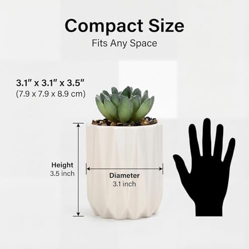 Succulent Plant Pots Ceramic Plant Pots and Drainage Hole Bonsai Planter Small Flower Pots for Indoor Outdoor Use for Home Office Garden Decoration,Plants Not Included (White) - Image 3