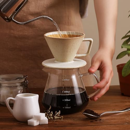 DOWAN Pour Over Coffee Maker, Non-Electric Pour Over Coffee Dripper, Manual Brew Maker, Single Cups Porcelain Slow Brewing Accessories for Gifts, Grey - Image 6