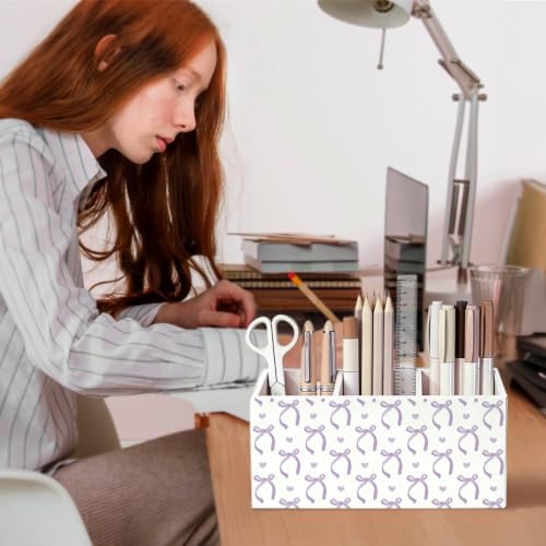 Purple Bow Pen Pencil Holder for Office Desk Accessories Decor - Image 4
