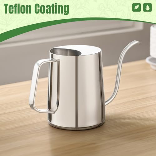 Doseno Small Watering Can for Indoor Plants, Metal, Long Spout, 34 oz/1 L - Image 5