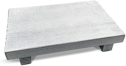 Rustic Wood Riser - Rectangular Soap Tray, Candle Holder, Plant Stand - White, 9 x 6 X 1.5 Inch by LyfeSimple