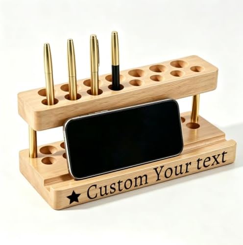 Custom Pencil & Pen Holder for Desk with 15 Slot and Cell Phone Holder by Home