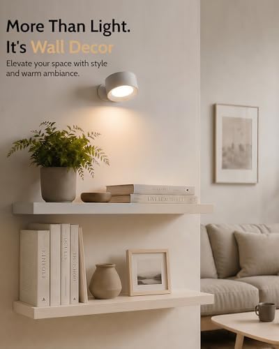 Rechargeable Wall Sconces with Remote, Magnetic Wall Lights, White - Image 2