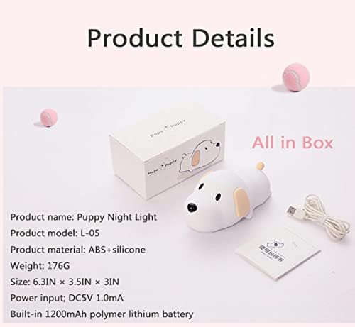 Dog Night Light, Cute Silicone Puppy Lamp Dimmable Portable Dog Lamps - Image 6