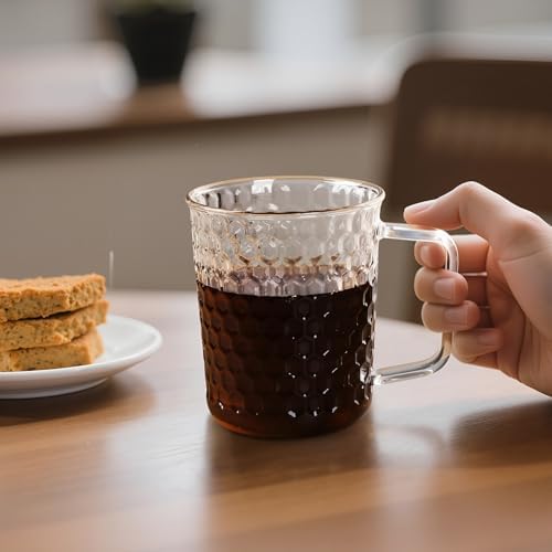 Aquach 20oz Glass Cups with handle Set of 2, Large Clear Coffee Tea Mugs - Image 6