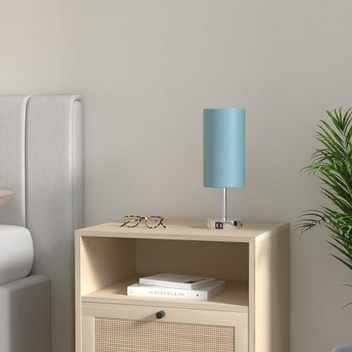 Yarra-Decor Bedside Lamp with USB Port - Touch Control Table Lamp for Bedroom 3 Way Dimmable Nightstand Lamp with Round Denim Fabric Shade for Living Room, Dorm, Home Office (LED Bulb Included) - Image 2