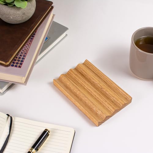 Solid Oak Pen Tray, Minimalist Desk Organizer, Natural Wood Pen Holder with Rounded Wavy Channel, Handcrafted Office Accessory - Image 2