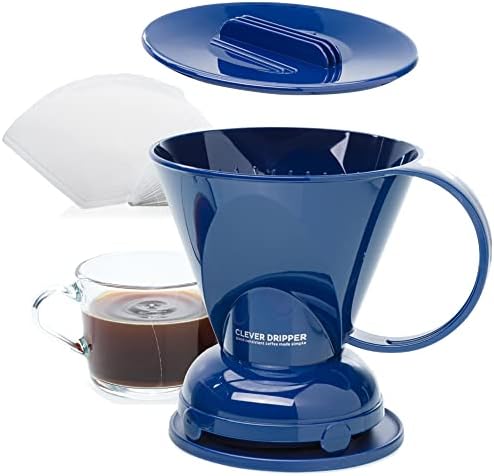 Clever Coffee Dripper | Large 18 oz | Royal Blue | BPA-Free | 100 Filters - Image 3