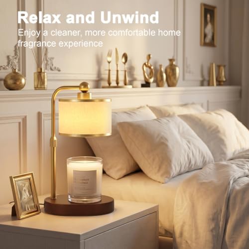 Candle Warmer Lamp with Timer, Modern Golden Candle Warmer for jar Candles, Electric Wax Warmer, Includes 2 Bulbs, Birthday Gift for Women, Mom, Housewarming - Linen - Image 6