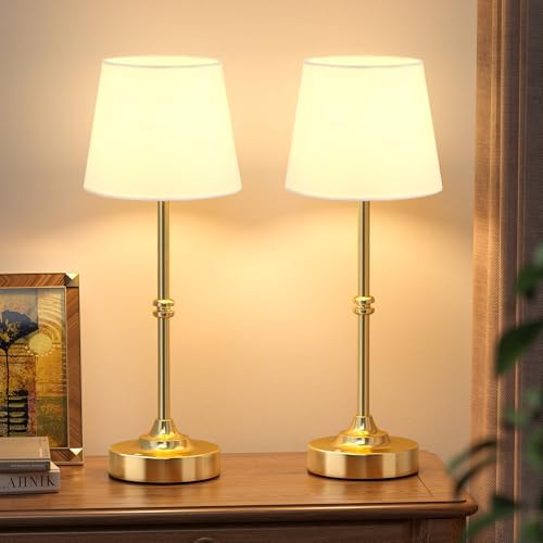 Kakanuo Rechargeable Cordless Table Lamp Gold - 2 Pack Brass 4000mAh Battery Operated Lamp, 3000K Warm Light, Touch Control Stepless Dimming, for Bedside, Dining Table, Home Decor - Image 2