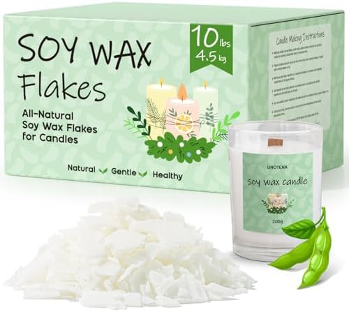 UNOTENA Soy Wax Flakes for Candle Making, Natural Candle Wax, Farm-Sourced, No Additives, Safe and Pure, 10LB by UNOTENACANDLEWAX