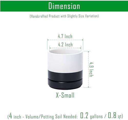 D'vine Dev 4.7 Inch Ceramic Planter Pot, Black White Two Tone, 94-O-B-L - Image 3