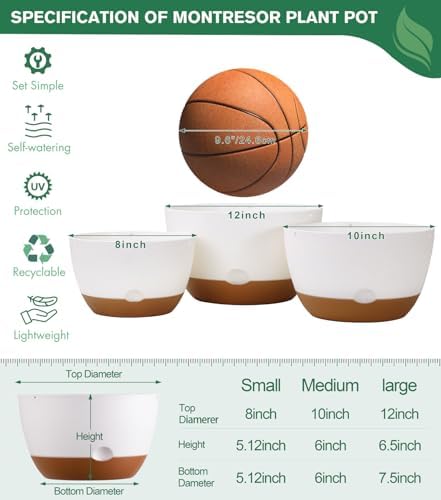 3 Pack 8/10/12 Inch Hanging Planters for Indoor Plants with Self-Watering - Image 3