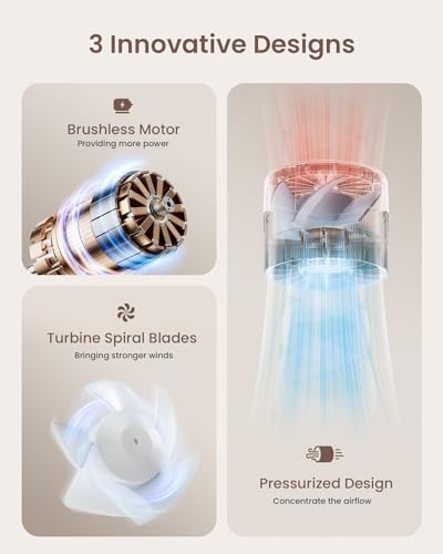 Portable Mini Handheld Turbo 4 Speed High Velocity Personal Fan, Max 16H Cooling Time, Rechargeable Purse Fan, Travel Essentials Must Haves for Vacation/Beach/Trip, Light Blue - Image 3