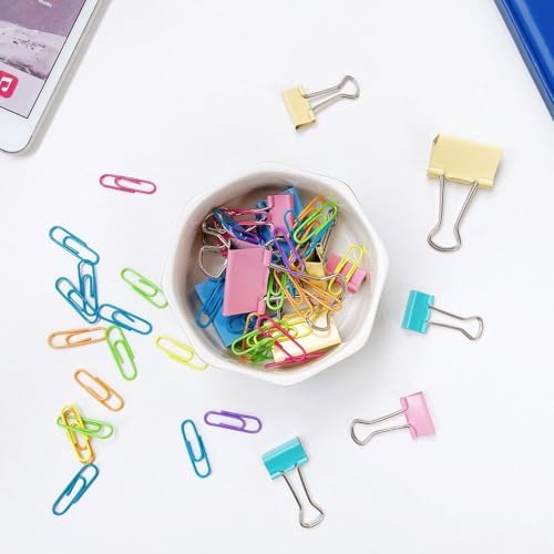 Ceramic Paper Clip Holder Gold Line Paper Clip Dispenser Organizer for Desk Cute Floral Pattern Office Binder Clip Holder Bobby Pin and Hair Clip Holder Gift for Office (Purple Red) - Image 6