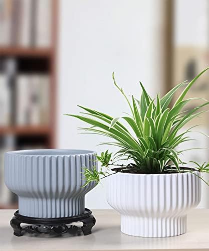 Puoyik 2 Piece Set of Flower Pots 8/6 inches, Ceramic Flower Pots with Drainage Holes, Indoor and Outdoor Plant Flower Planter (7.8/5.9 Blue) - Image 4