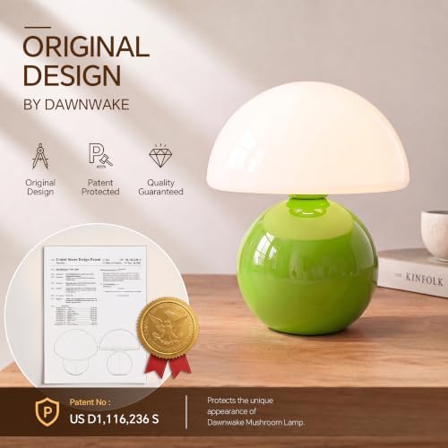 Dawnwake Mushroom Lamp Table Lamp for Bedroom-Small Desk Table Lamps,Green - Image 5