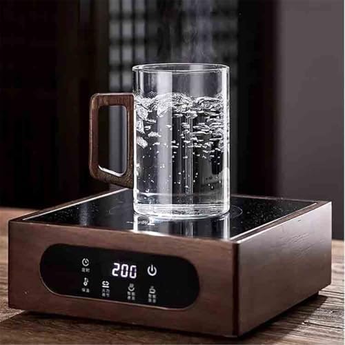 Glass Cups Glass Mug with Walnut Handle, 11.8Oz Clear Borosilicate Coffee Tea Cup for Home Office Drinking Glasses(Gris) - Image 5