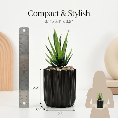 Succulent Plant Pots Ceramic Plant Pots and Drainage Hole Bonsai Planter Small Flower Pots for Indoor Outdoor Use for Home Office Garden Decoration,Plants Not Included (Black) - Image 2
