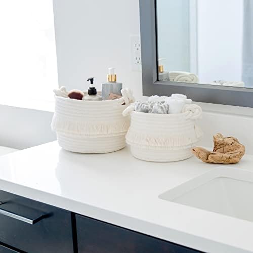 NaturalCozy 3-Piece Decorative Storage Basket Set – Cotton Rope Woven Baskets for Organizing! Small Storage Bins for Nursery Baby Stuff, Gift, Montessori, Dog Toy Bin, Cat Toys, Bathroom Shelves - Image 6