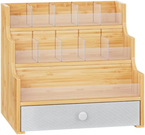Bamboo Tea Bag Organizer Storage Box Stackable Tea Bag Holder Tea Caddy Box Containers (4-Tier, Large) - Image 2