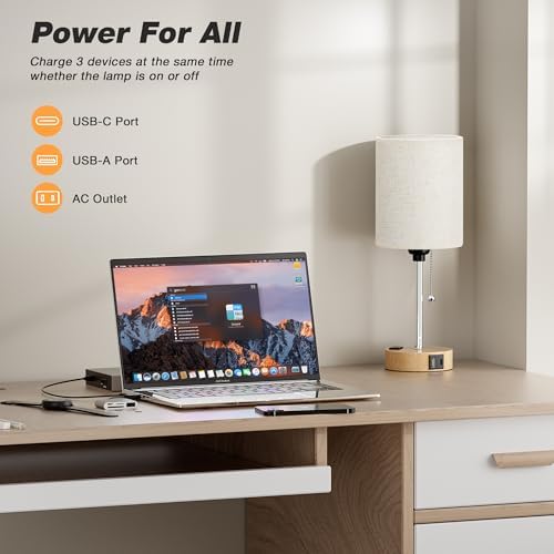 Small Bedside Table Lamp for Bedroom, Desk Lamp with USB Ports for Dorm - Image 3