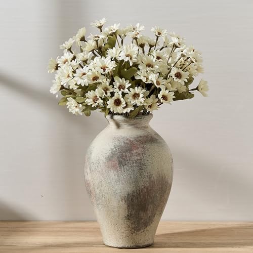 SIDUCAL Ceramic Vintage Flower Vase | 9 Inch Large Pottery Rustic Farmhouse Boho Vase for Home Decor, Table, Living Room, Bathroom, Coffee Desk, Shelf, Mantel Decoration, Wedding, Terra - Image 4