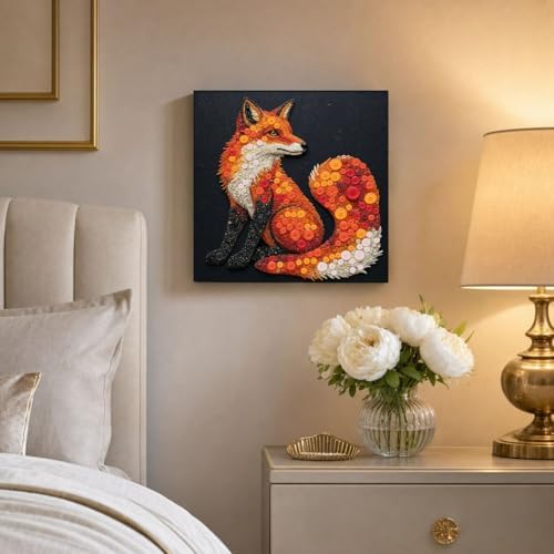 Framed Button Art Kit 11.8" DIY Mosaic Craft for Adults(Fox) - Image 2